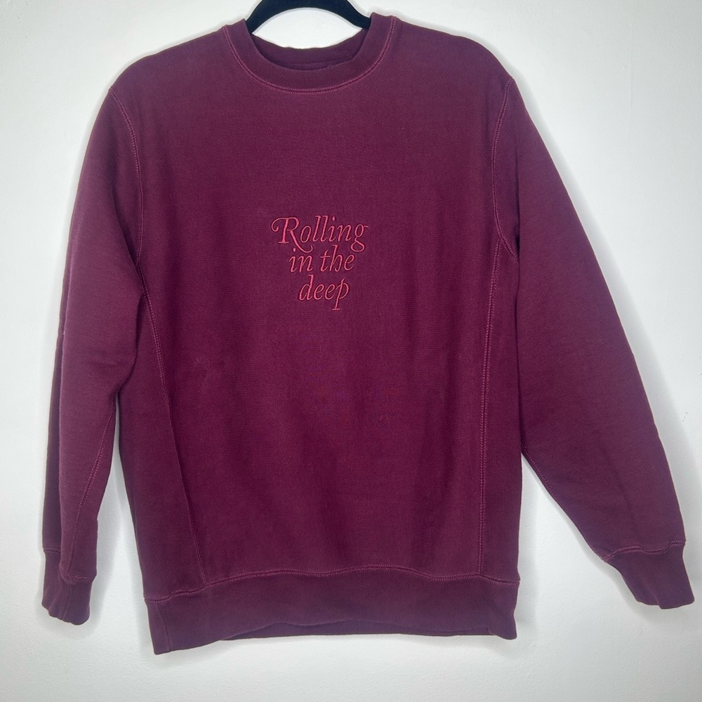 Adele Rolling in the Deep Burgundy Crewneck
